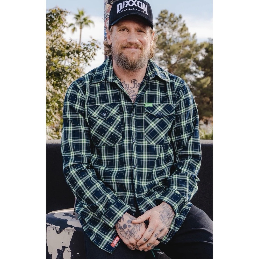 Dixxon Flannel MIKE VALLELY SKATE FLANNEL Mens Large Blue & Green Plaid Grunge‎